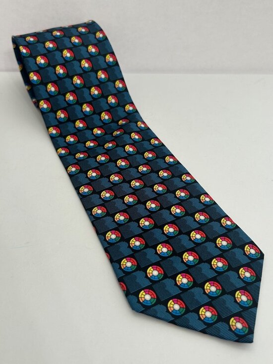 Other - Vintage Colorful Abstract Geometric Men's Tie Unique Pinwheel Blue Red Korea